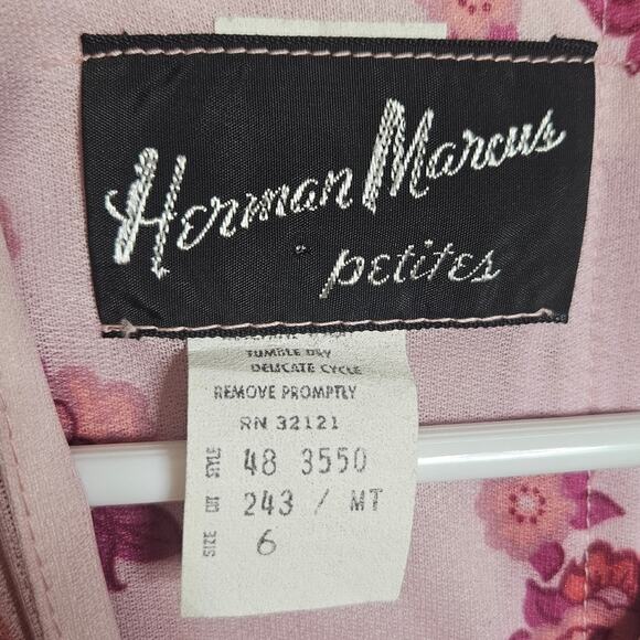 VTG 80s Herman Marcus Sheer Pink Paisley Boho Midi Dress, size 6 - Picture 5 of 5